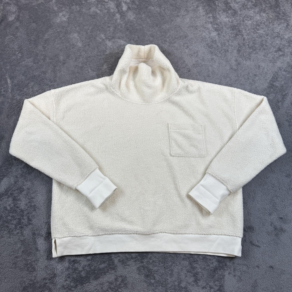 Vineyard Vines Pullover Women XL Ivory Sherpa Funnel Neck Fleece 2K1491